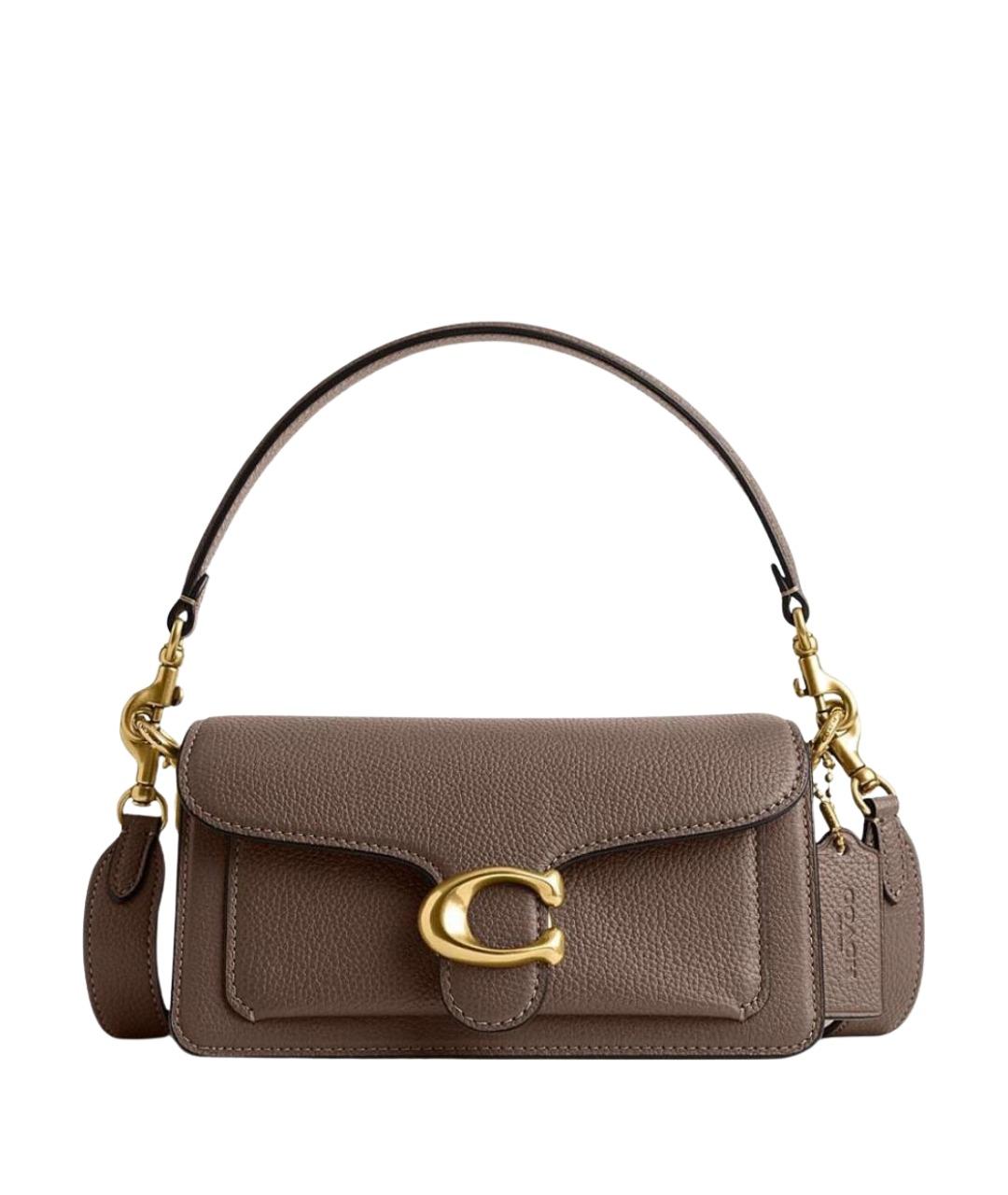 COACH Бежевая кожаная сумка с короткими ручками, фото 1