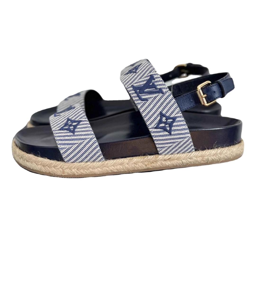 LOUIS VUITTON Синие кожаные сандалии, фото 8