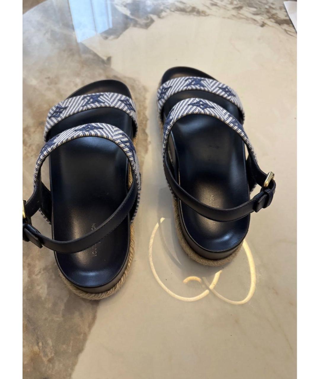 LOUIS VUITTON Синие кожаные сандалии, фото 4