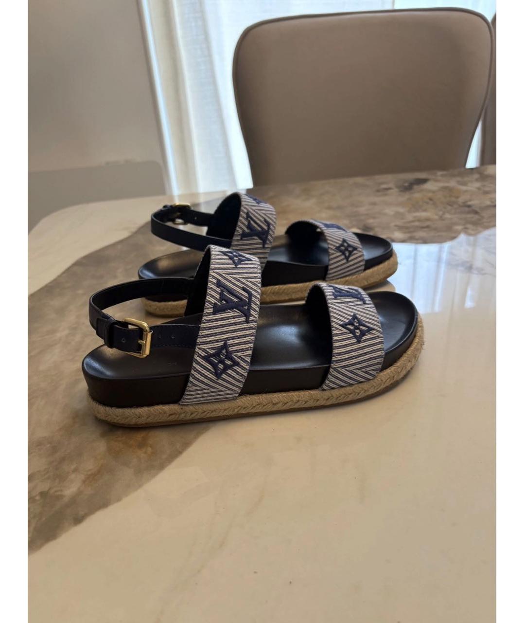 LOUIS VUITTON Синие кожаные сандалии, фото 3