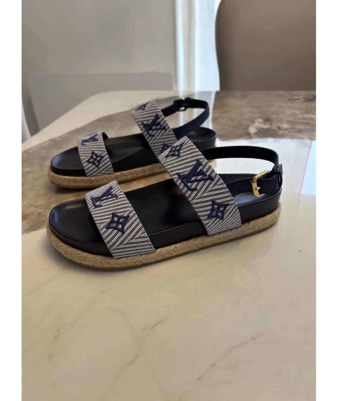 LOUIS VUITTON Синие кожаные сандалии, фото 2