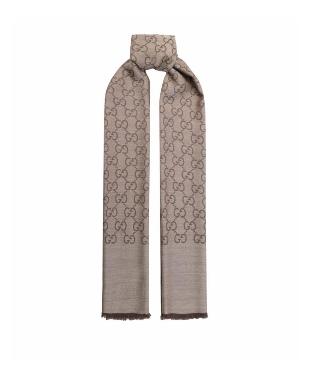 GUCCI Коричневый шерстяной платок, фото 9