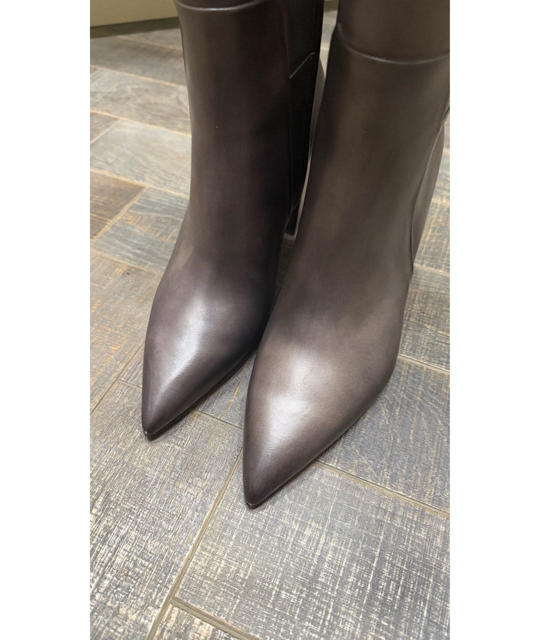 SANTONI Серые кожаные сапоги, фото 4