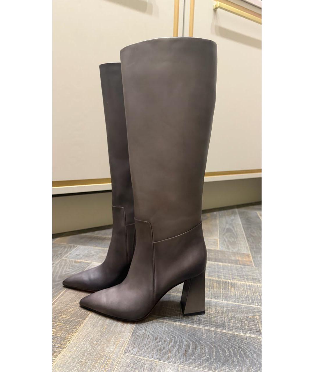 SANTONI Серые кожаные сапоги, фото 3