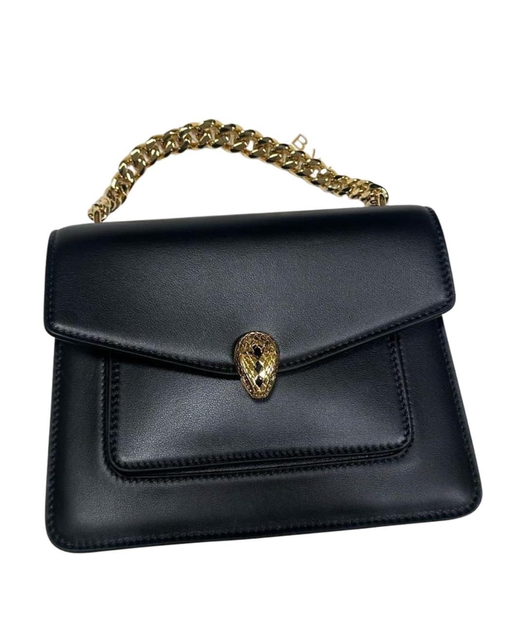 BVLGARI Черная кожаная сумка с короткими ручками, фото 1