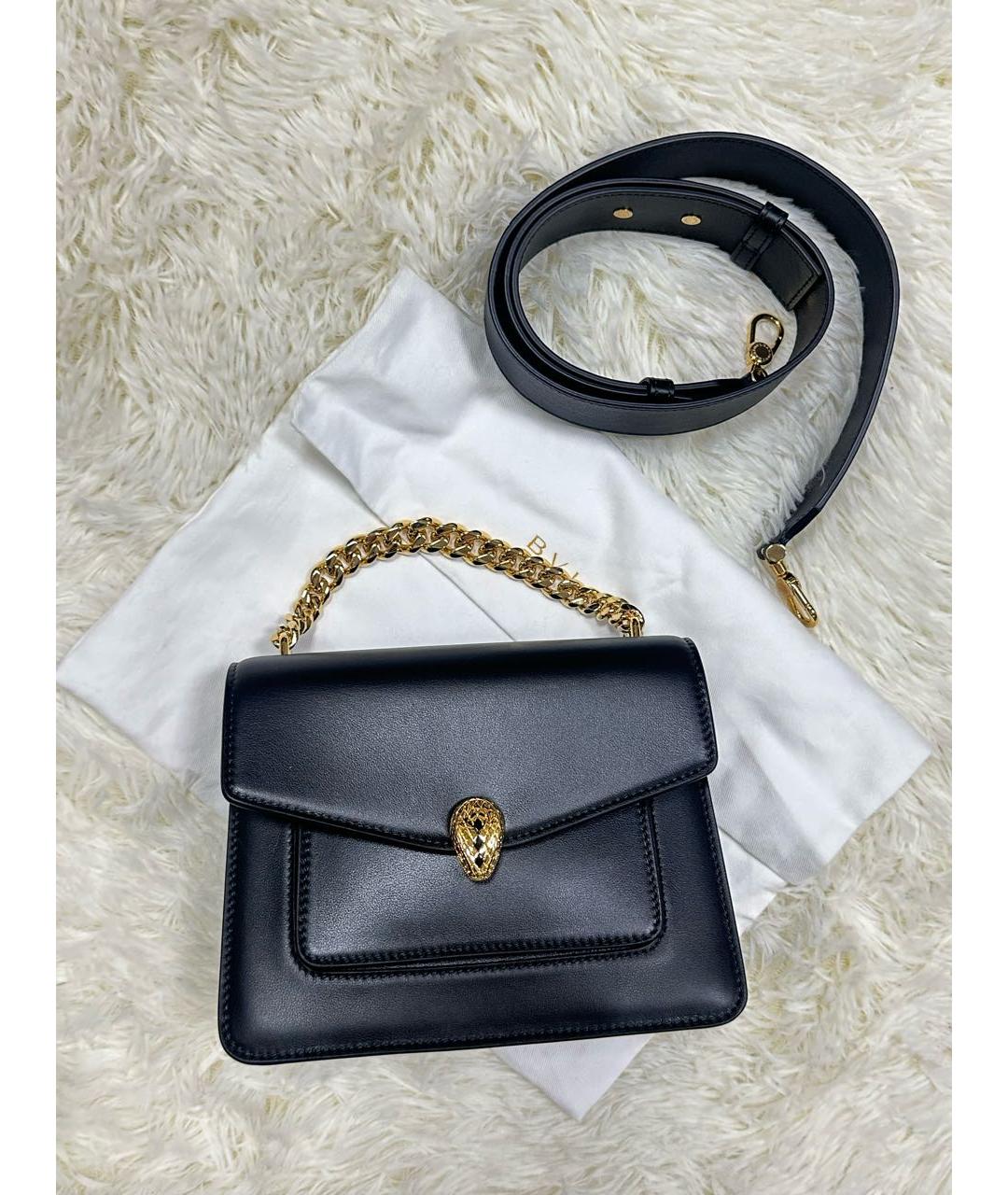 BVLGARI Черная кожаная сумка с короткими ручками, фото 2