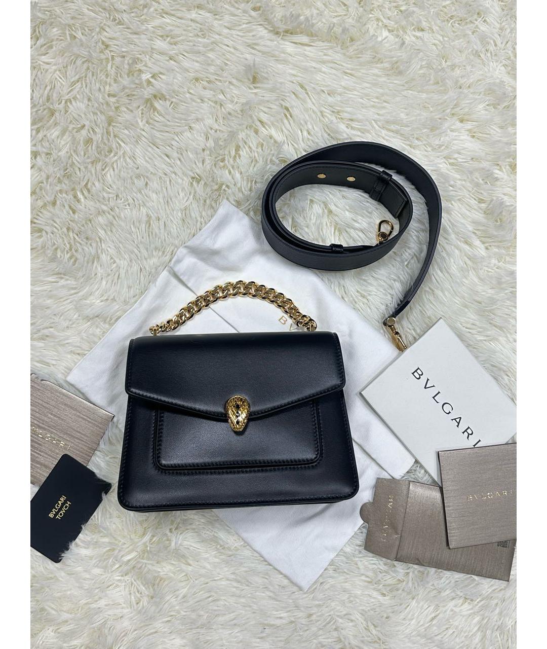 BVLGARI Черная кожаная сумка с короткими ручками, фото 5