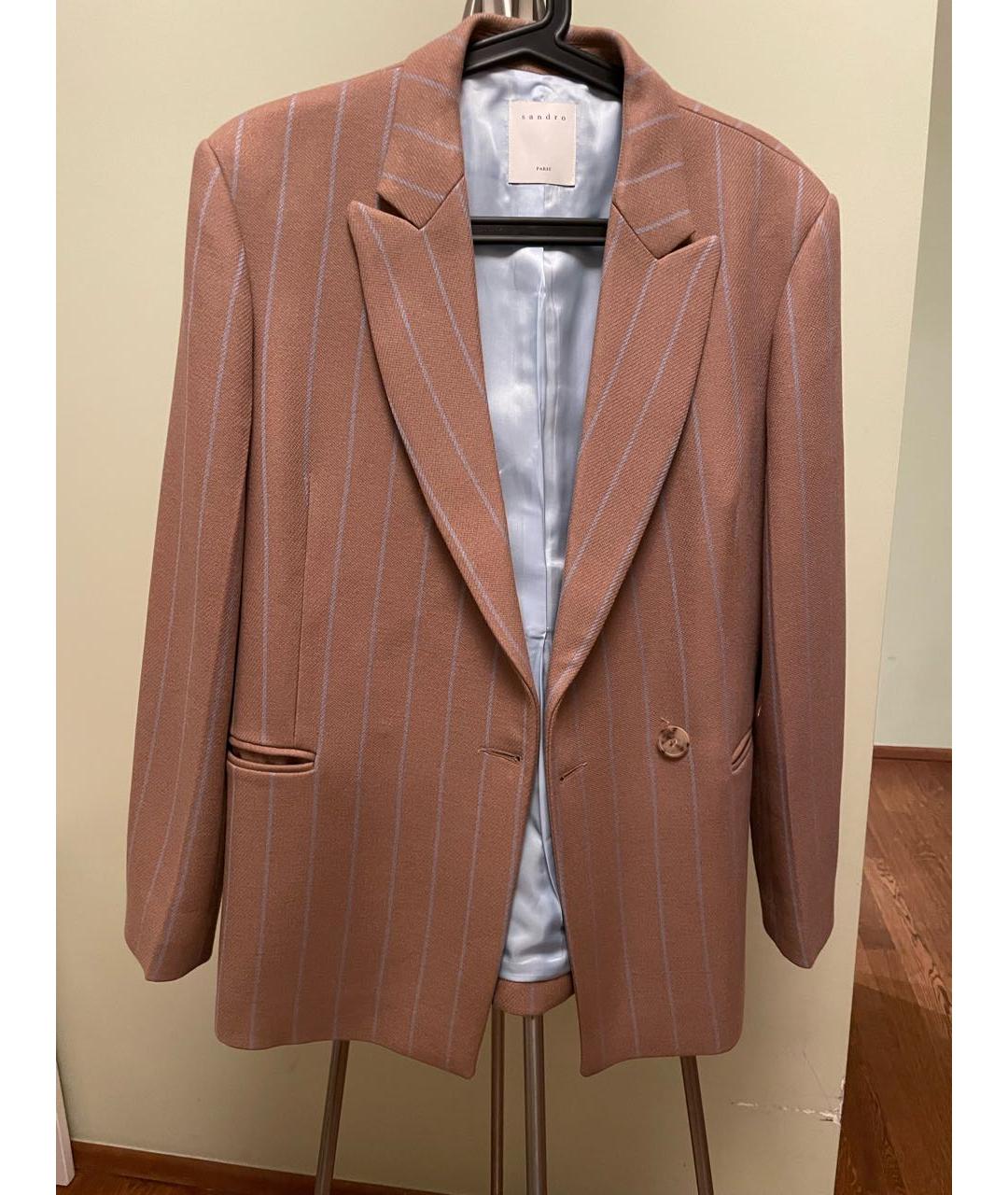 SANDRO Бежевый вискозный пиджак, фото 9