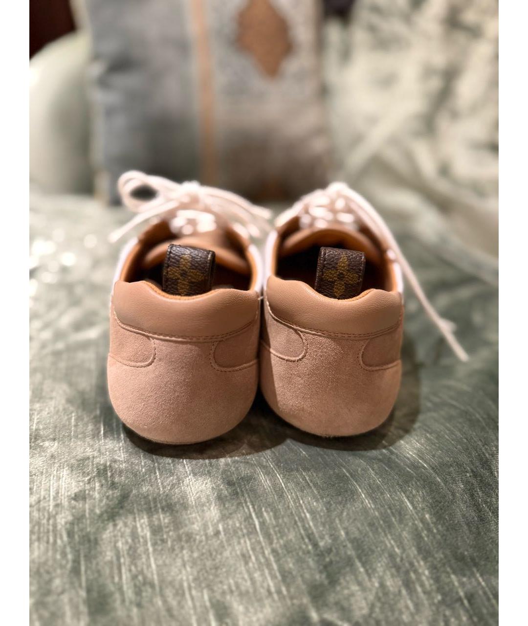 LOUIS VUITTON Бежевые замшевые кроссовки, фото 9