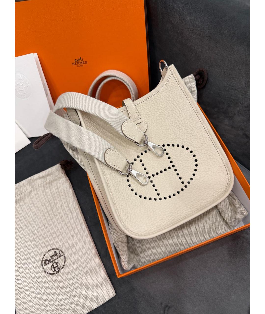 HERMES Белая кожаная сумка через плечо, фото 8