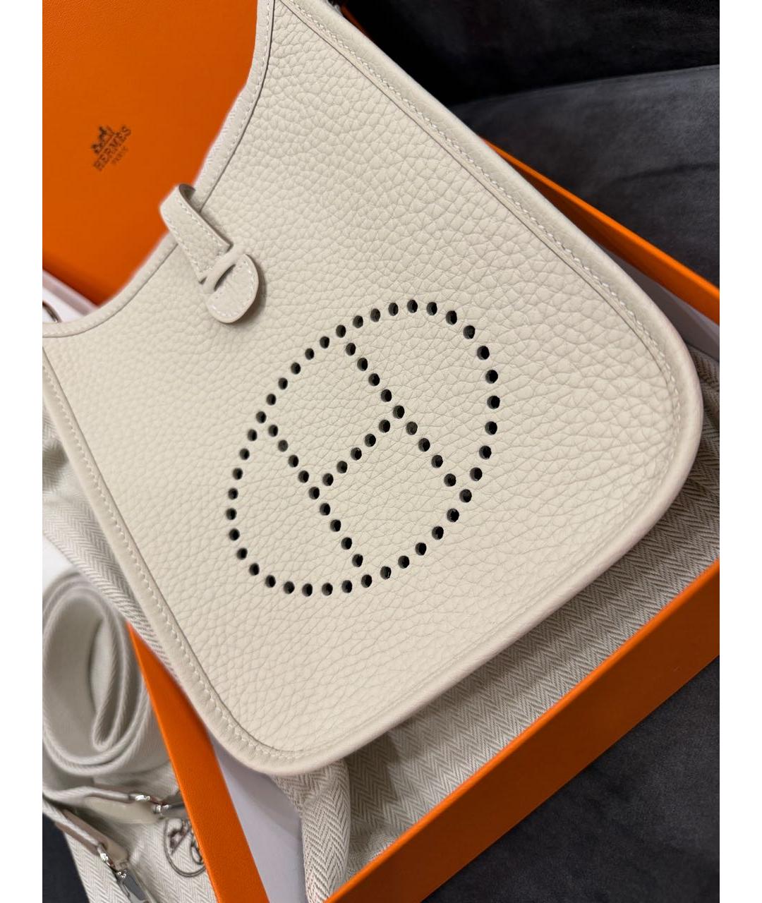 HERMES Белая кожаная сумка через плечо, фото 3