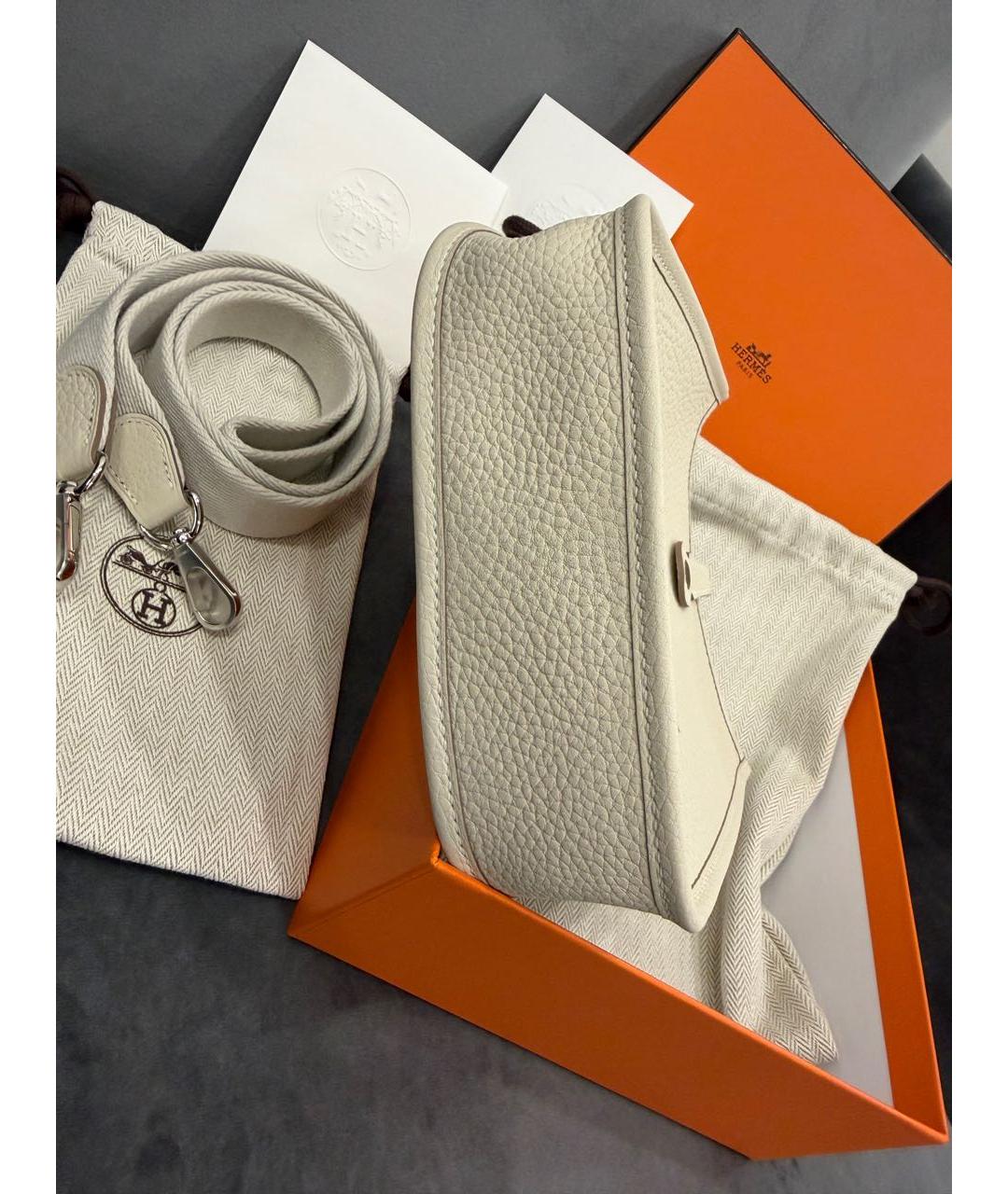 HERMES Белая кожаная сумка через плечо, фото 5