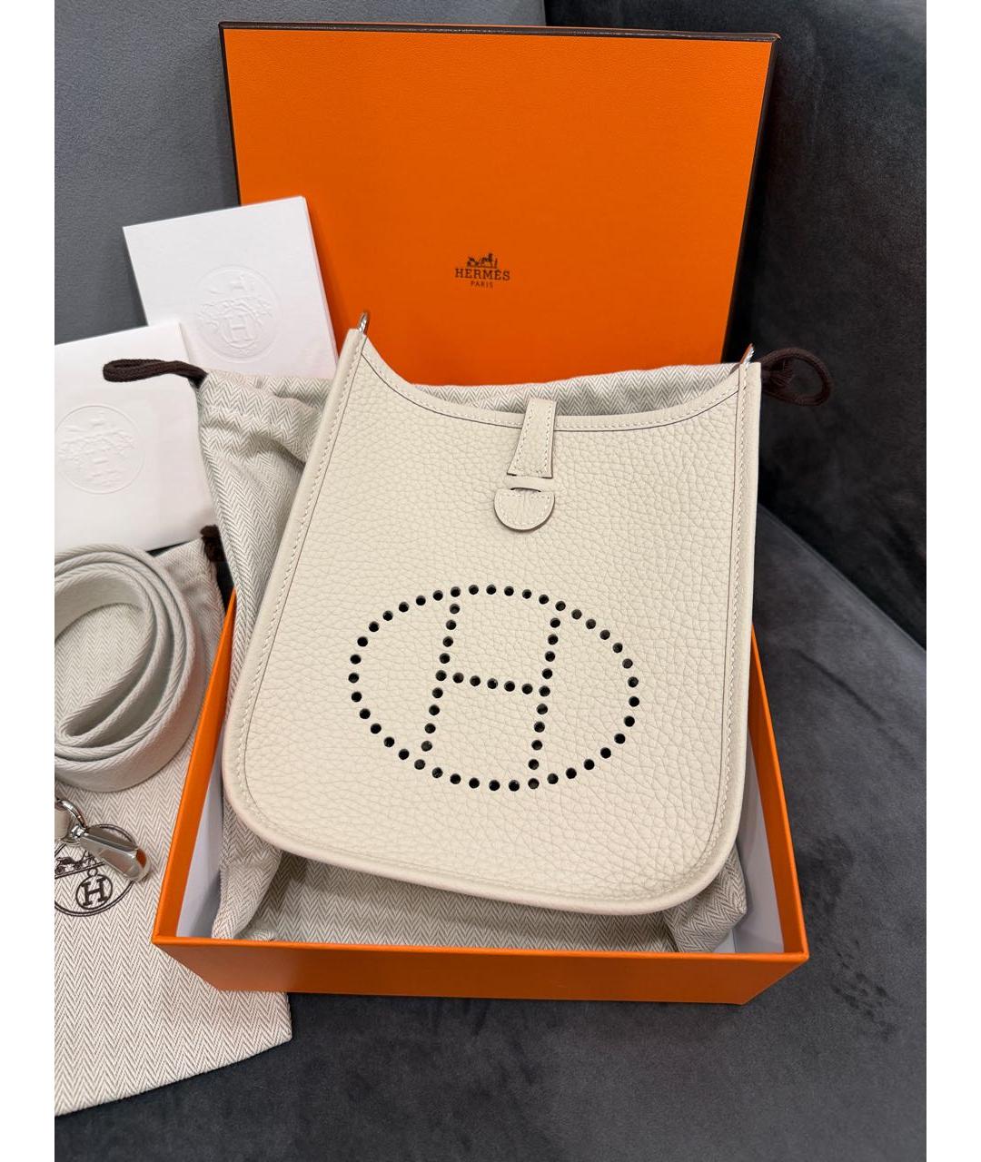 HERMES Белая кожаная сумка через плечо, фото 2