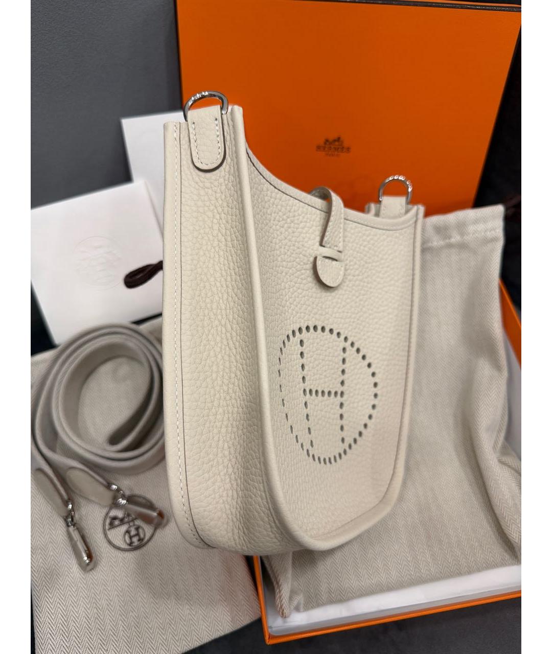 HERMES Белая кожаная сумка через плечо, фото 6