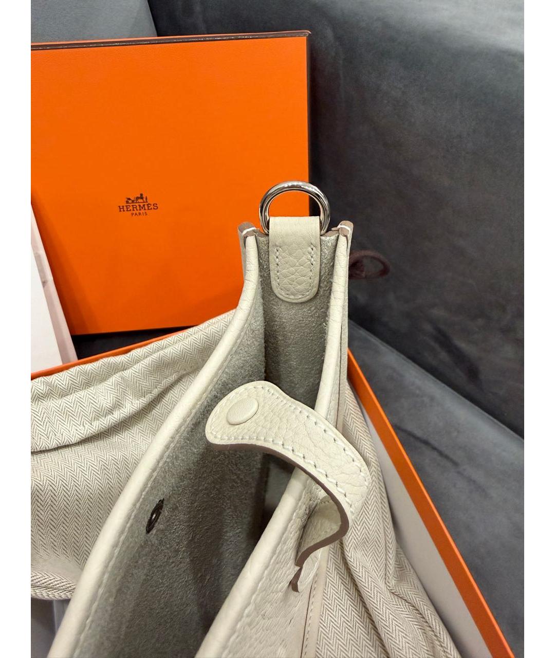 HERMES Белая кожаная сумка через плечо, фото 7