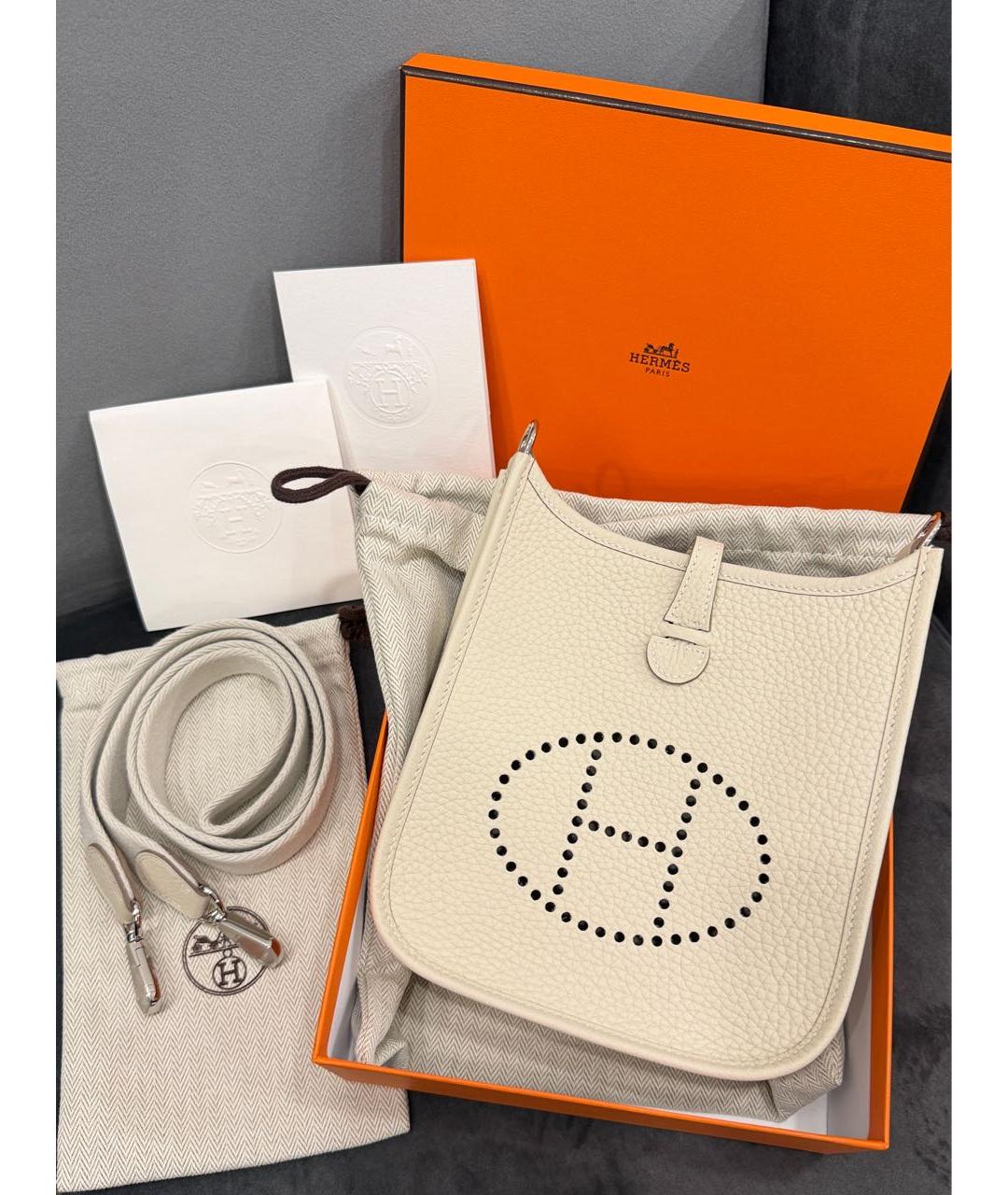 HERMES Белая кожаная сумка через плечо, фото 9