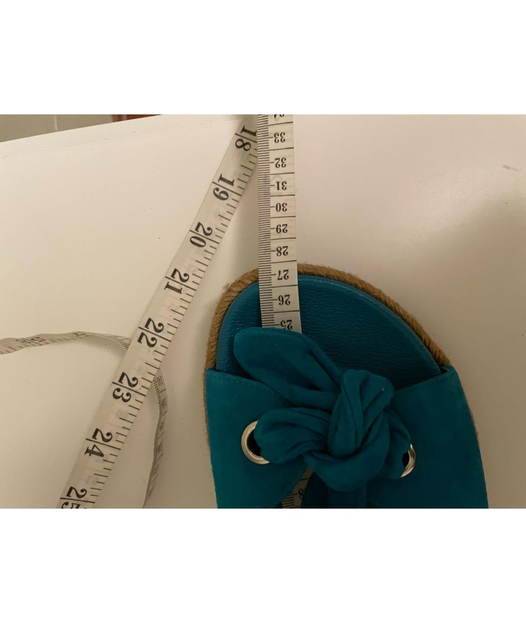 JIMMY CHOO Бирюзовые замшевые сандалии, фото 8