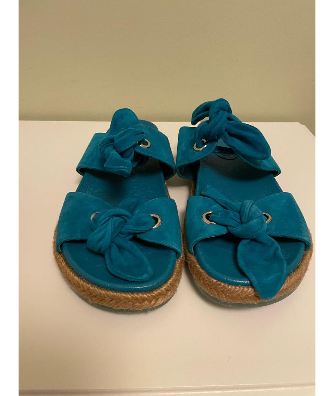 JIMMY CHOO Бирюзовые замшевые сандалии, фото 2