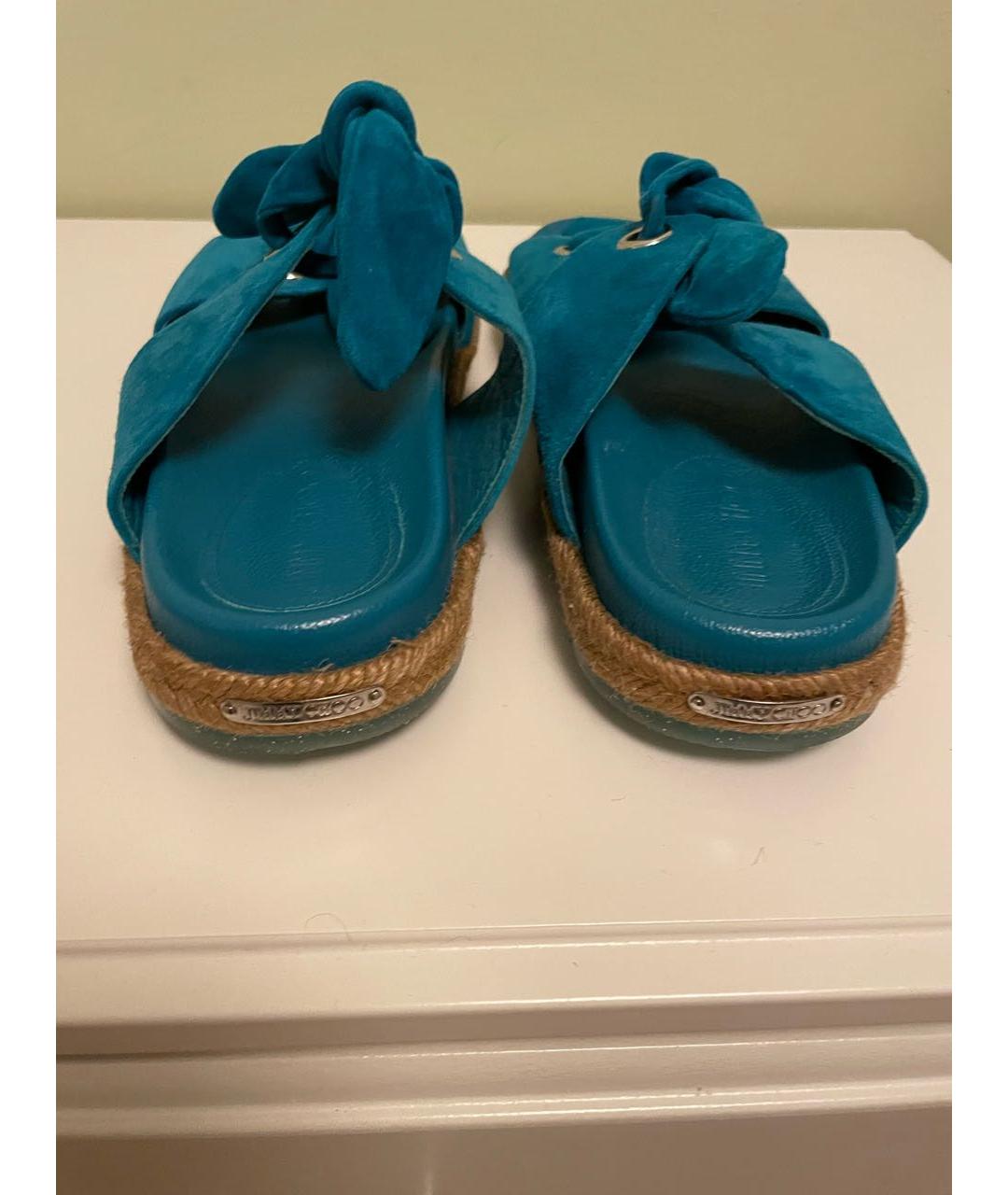 JIMMY CHOO Бирюзовые замшевые сандалии, фото 5