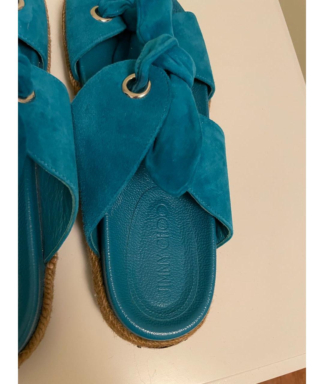 JIMMY CHOO Бирюзовые замшевые сандалии, фото 4