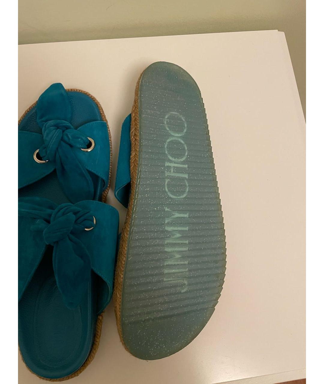 JIMMY CHOO Бирюзовые замшевые сандалии, фото 6