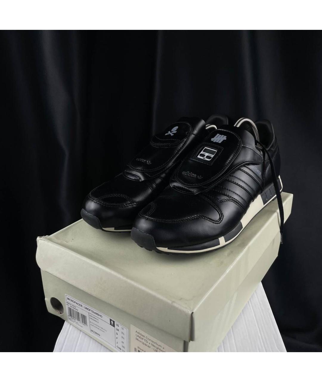 ADIDAS Черные кожаные низкие кроссовки / кеды, фото 3