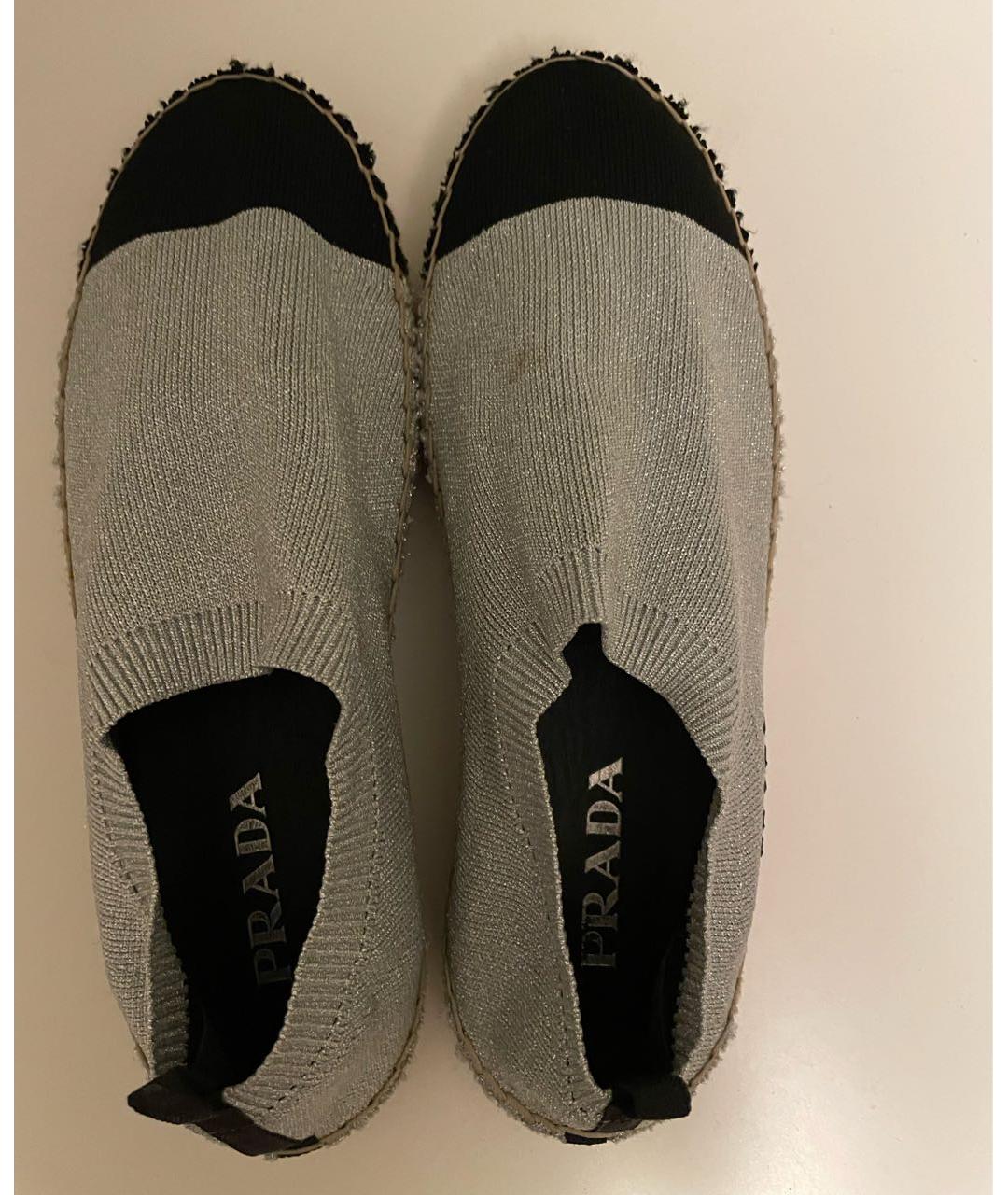 PRADA Серебряные текстильные эспадрильи, фото 4