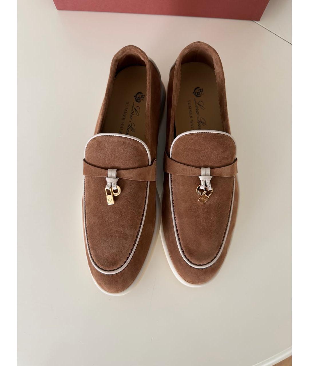 LORO PIANA Бежевые замшевые лоферы, фото 2