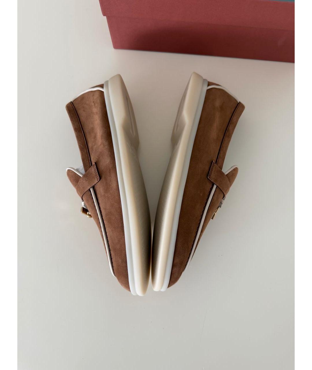 LORO PIANA Бежевые замшевые лоферы, фото 4