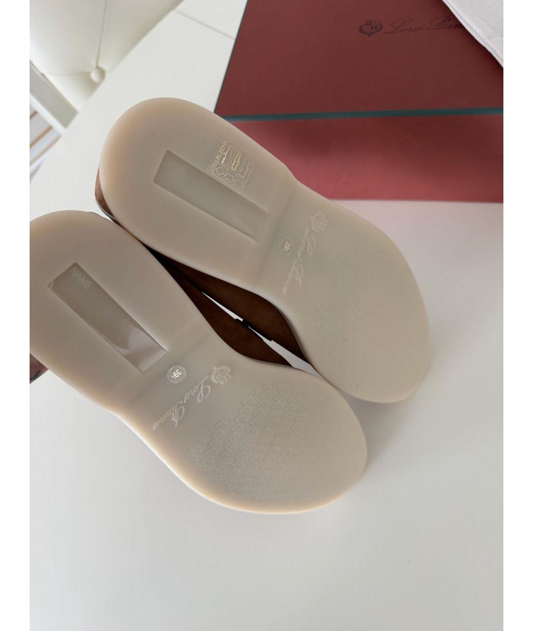 LORO PIANA Бежевые замшевые лоферы, фото 5