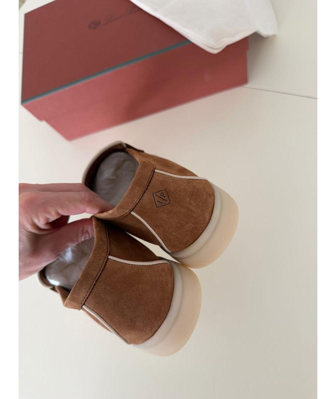 LORO PIANA Бежевые замшевые лоферы, фото 6