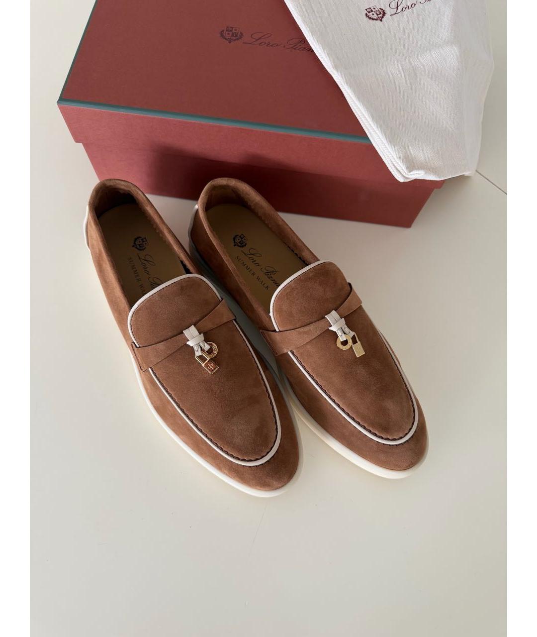LORO PIANA Бежевые замшевые лоферы, фото 8