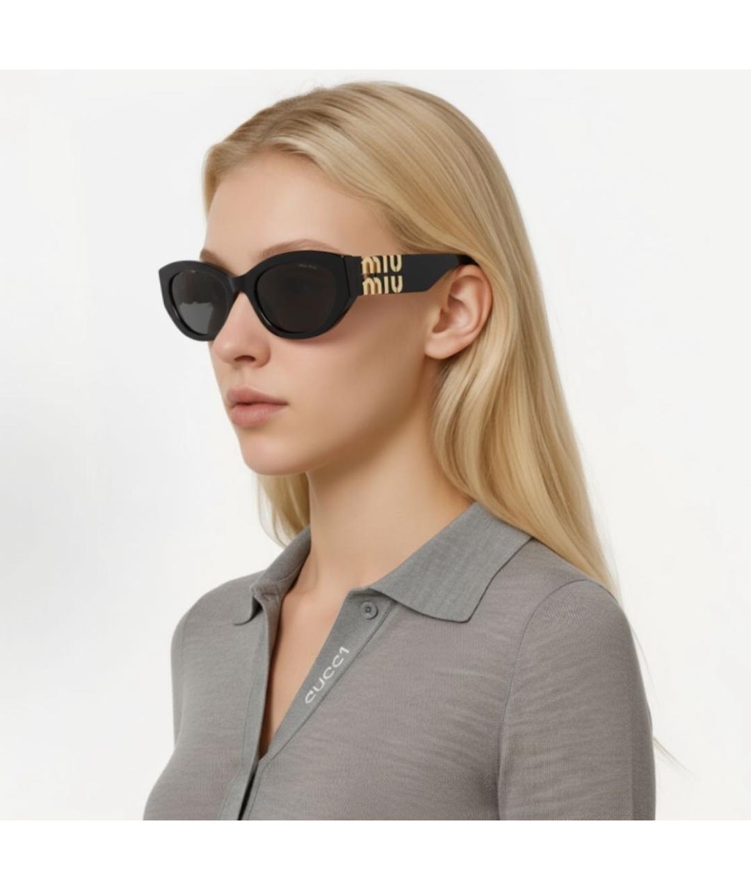 MIU MIU Черные пластиковые солнцезащитные очки, фото 6