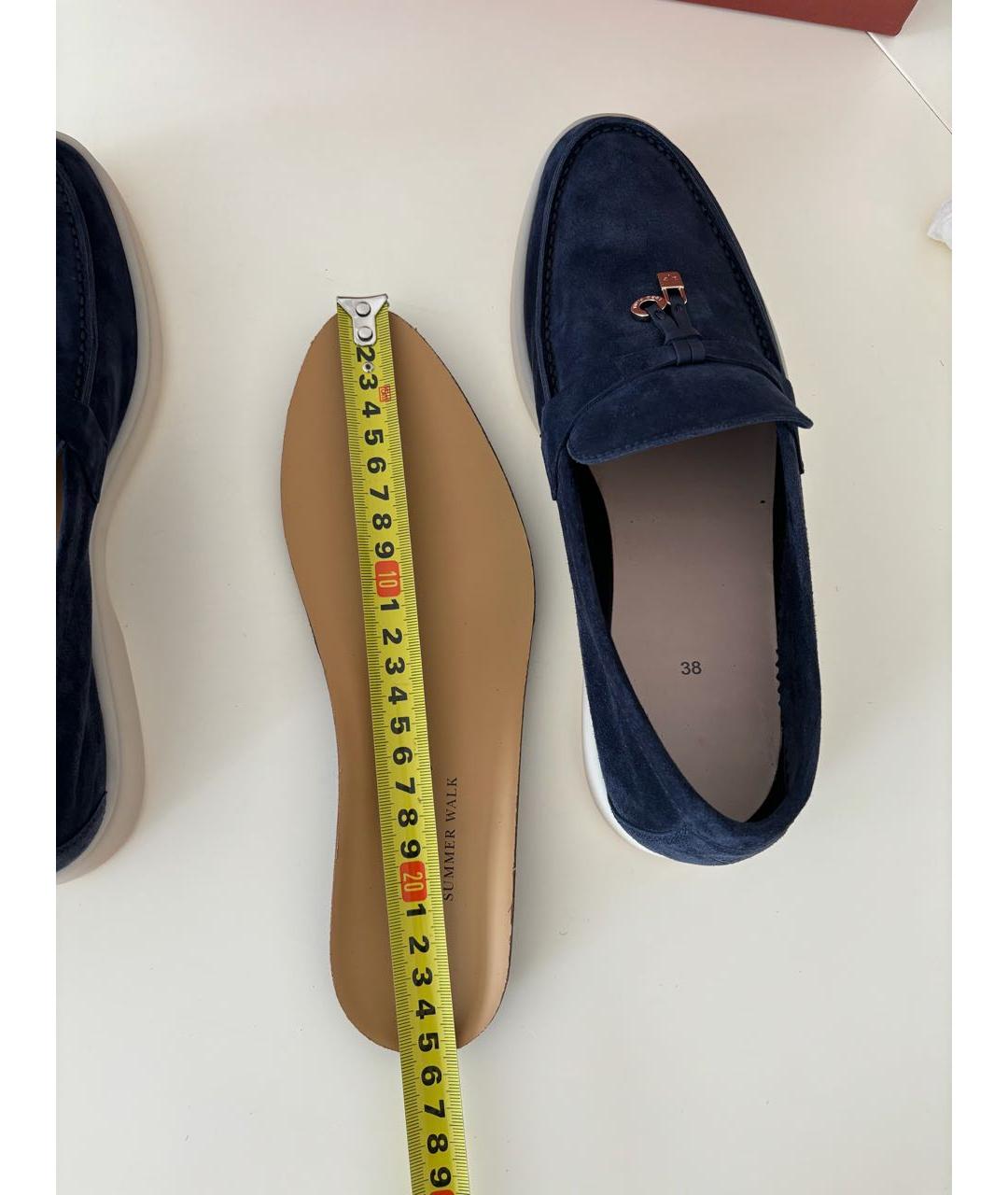 LORO PIANA Темно-синие замшевые лоферы, фото 7