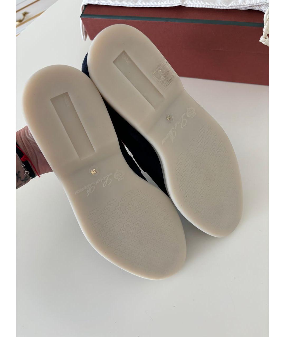 LORO PIANA Темно-синие замшевые лоферы, фото 6