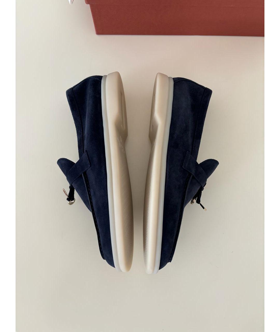 LORO PIANA Темно-синие замшевые лоферы, фото 5