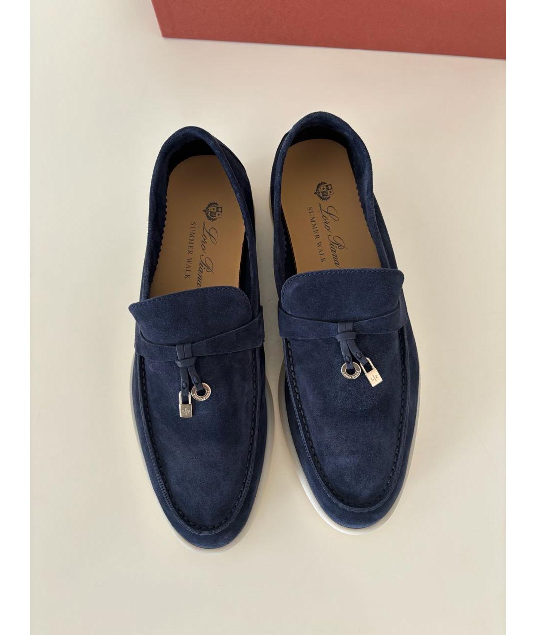 LORO PIANA Темно-синие замшевые лоферы, фото 2