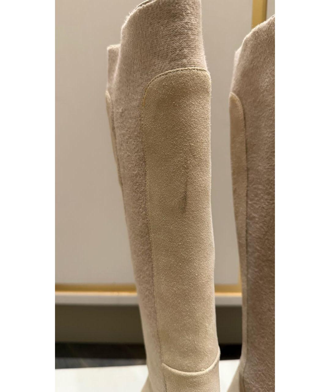 SANTONI Бежевые замшевые сапоги, фото 8