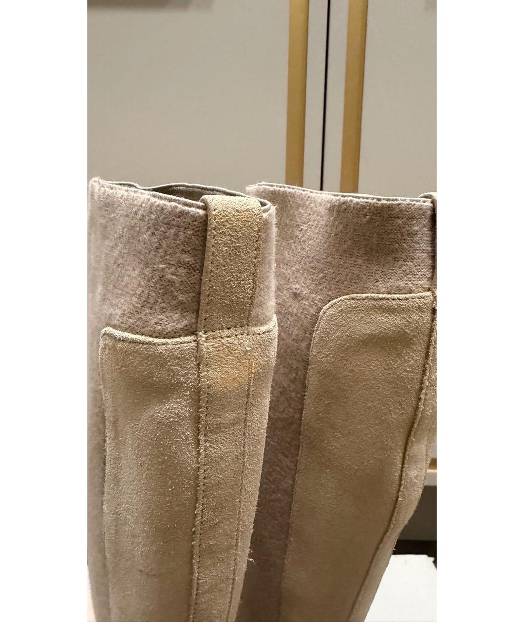 SANTONI Бежевые замшевые сапоги, фото 7