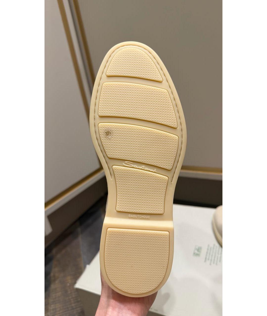 SANTONI Бежевые замшевые сапоги, фото 6