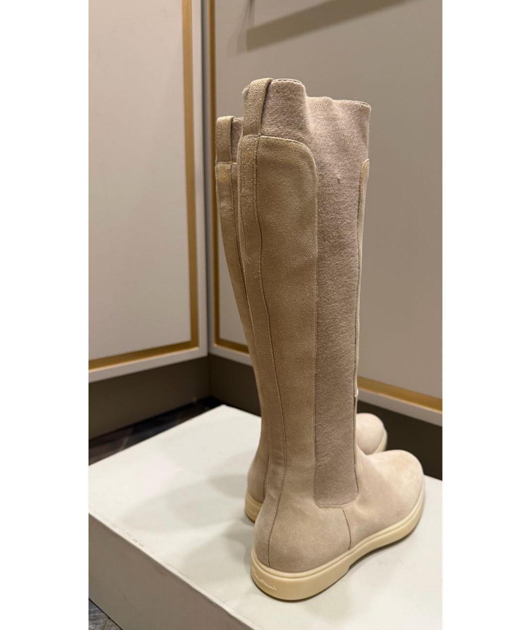 SANTONI Бежевые замшевые сапоги, фото 3