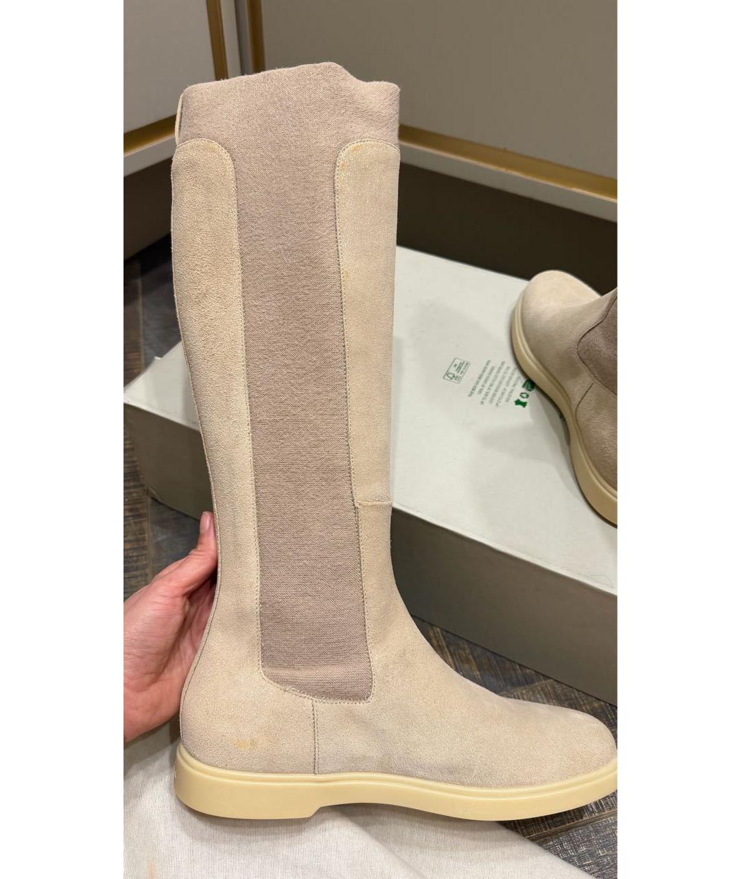SANTONI Бежевые замшевые сапоги, фото 9