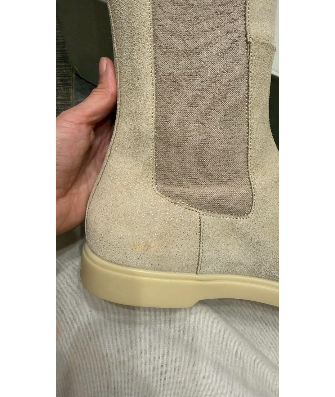 SANTONI Бежевые замшевые сапоги, фото 5