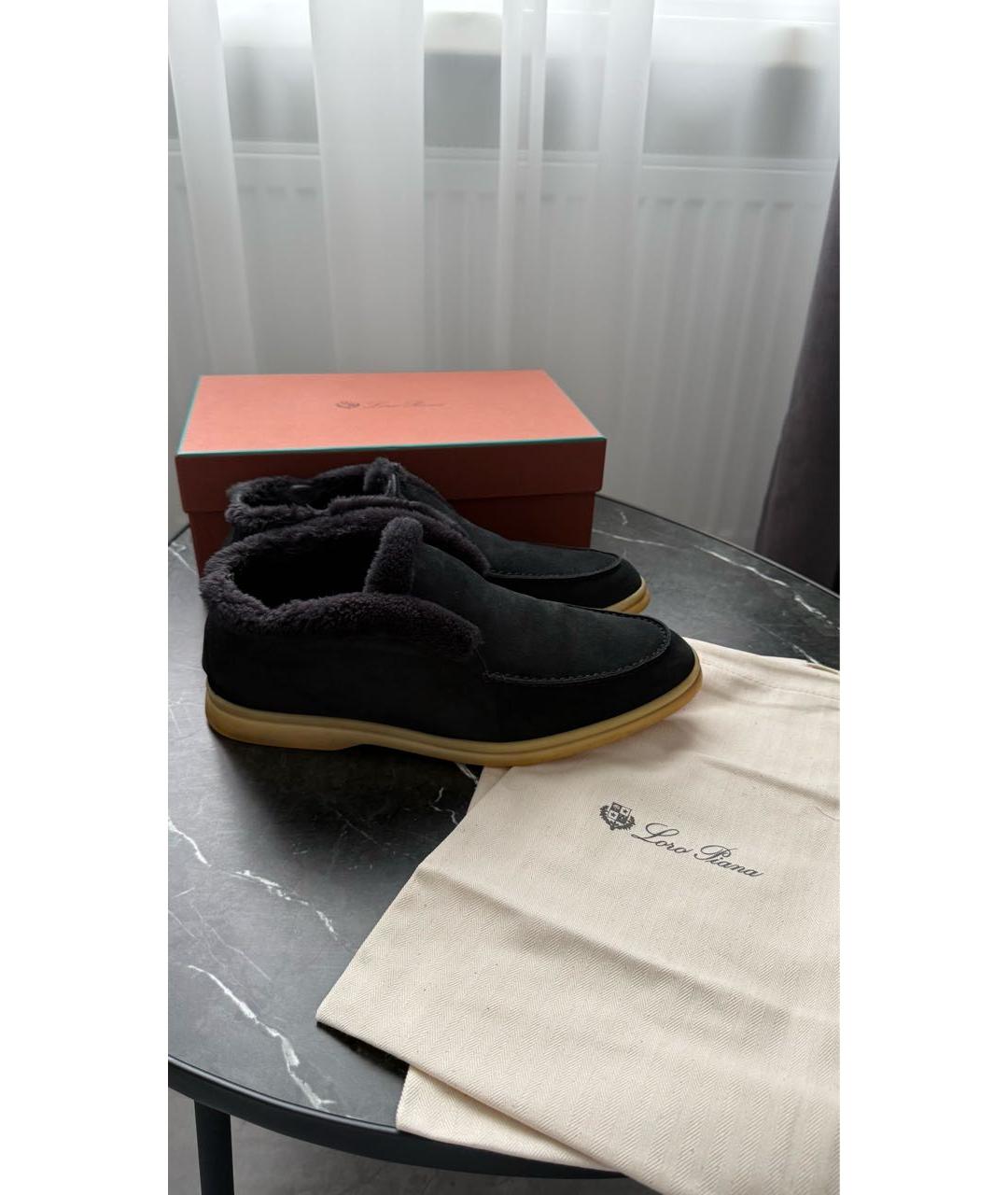 LORO PIANA Черные замшевые лоферы, фото 9