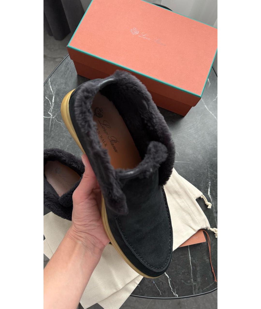 LORO PIANA Черные замшевые лоферы, фото 3
