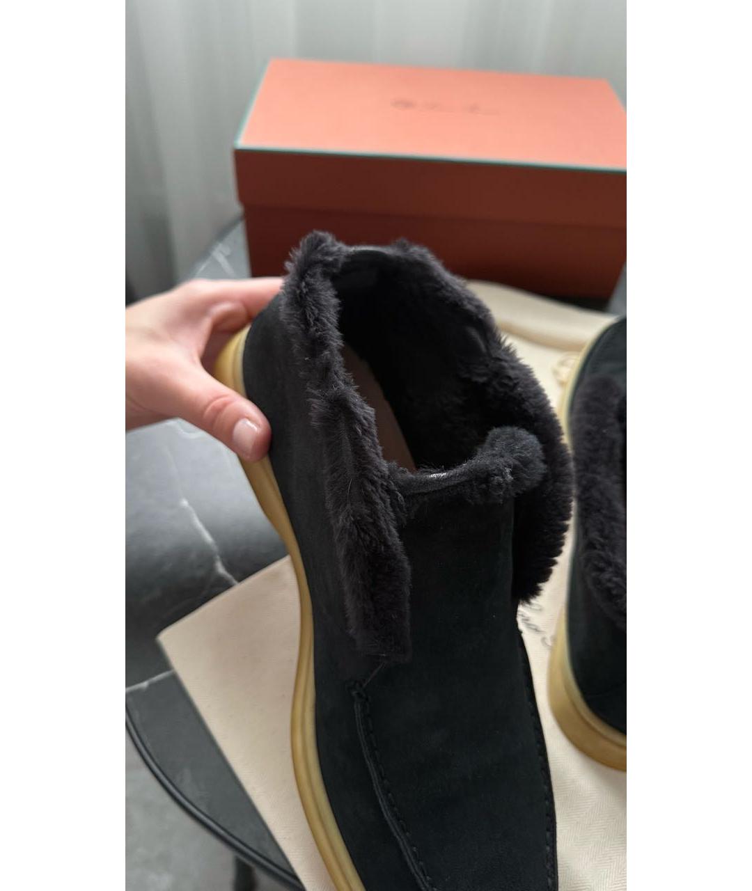 LORO PIANA Черные замшевые лоферы, фото 7