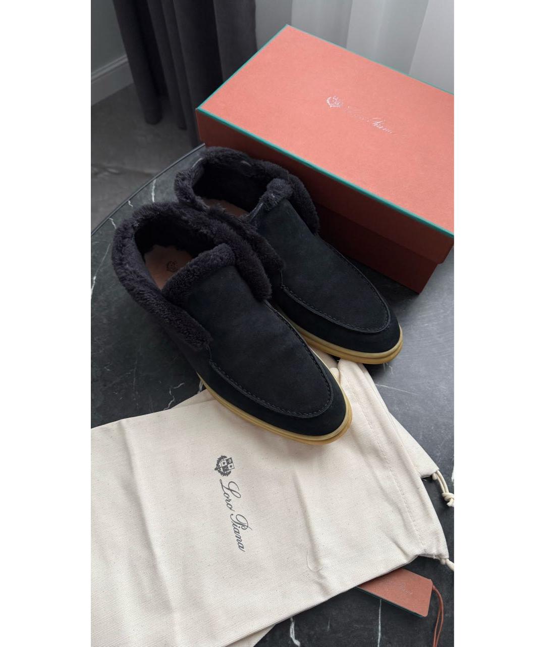 LORO PIANA Черные замшевые лоферы, фото 2