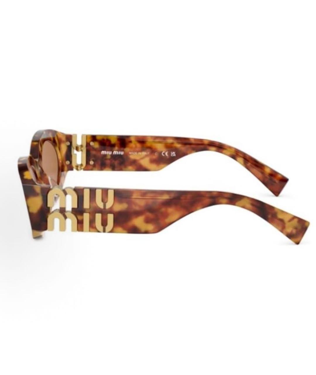 MIU MIU Коричневые пластиковые солнцезащитные очки, фото 4