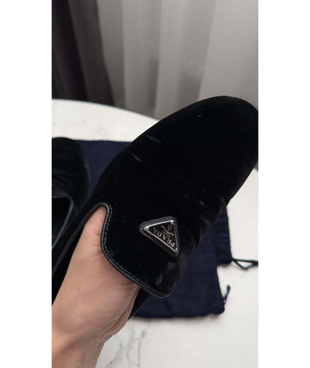 PRADA Черные бархатные лоферы, фото 6