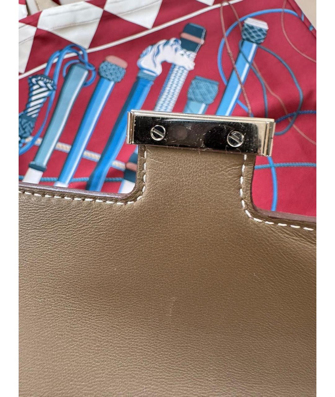 HERMES Бежевая кожаная сумка через плечо, фото 6